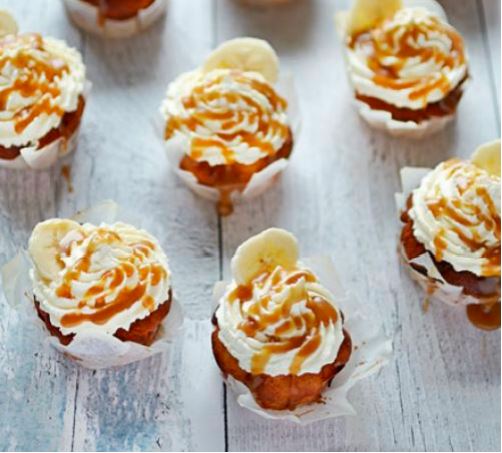 Banoffee Muffins with Cream & Salted Caramel